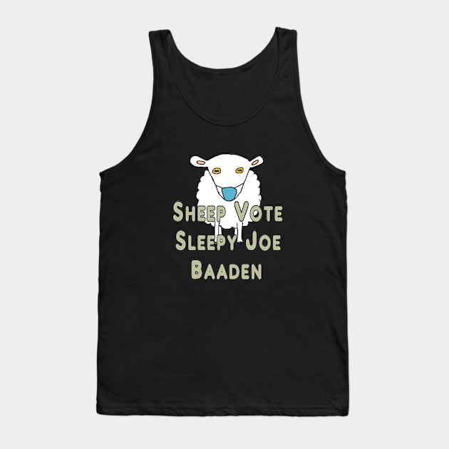 Funny Anti Joe Biden Sheep Tank Top by Mark Ewbie